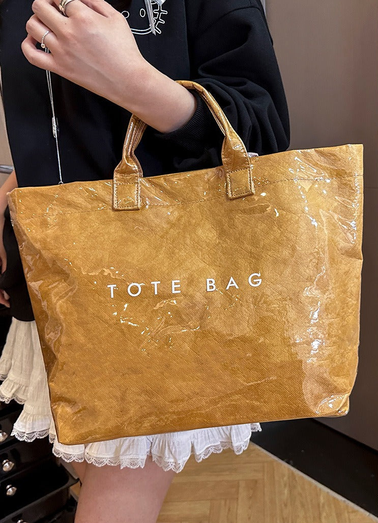 Retro Waterproof Patent Tote Bag_BDHL8200