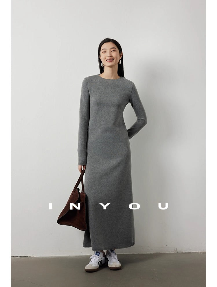 Back zipper slim long skirt_BDHL5475