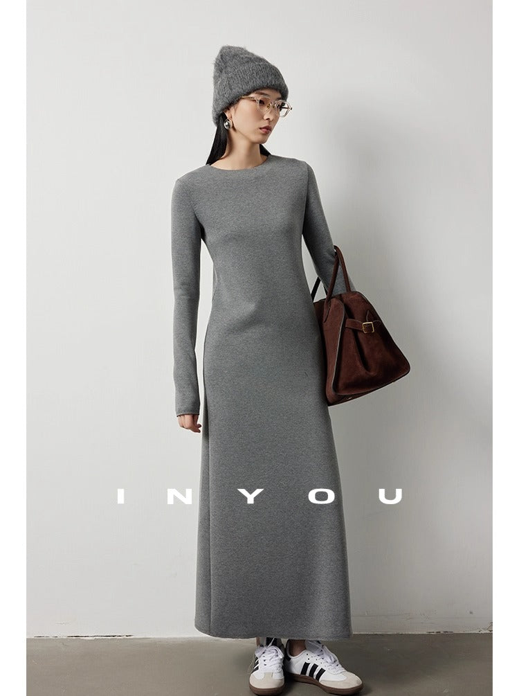 Back zipper slim long skirt_BDHL5475