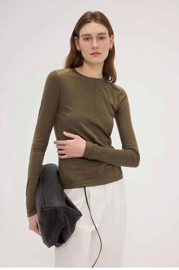 Linen Lyocell Slim Fit Long Sleeve Top_BDHL8220