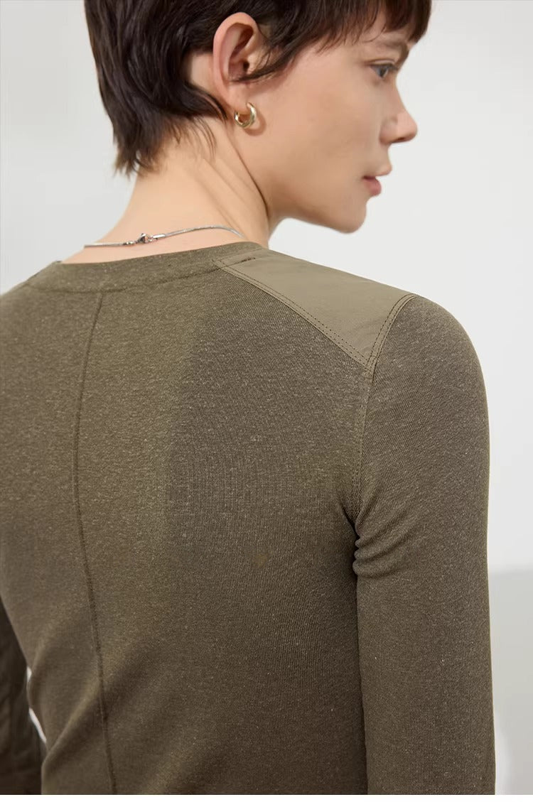 Linen Lyocell Slim Fit Long Sleeve Top_BDHL8220