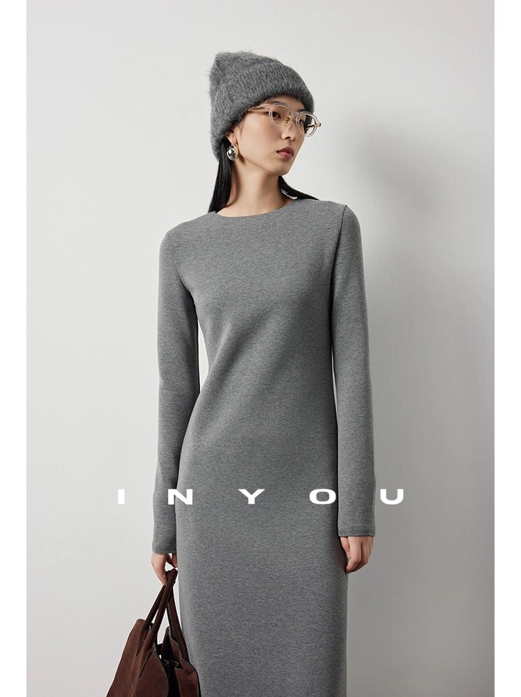 Back zipper slim long skirt_BDHL5475