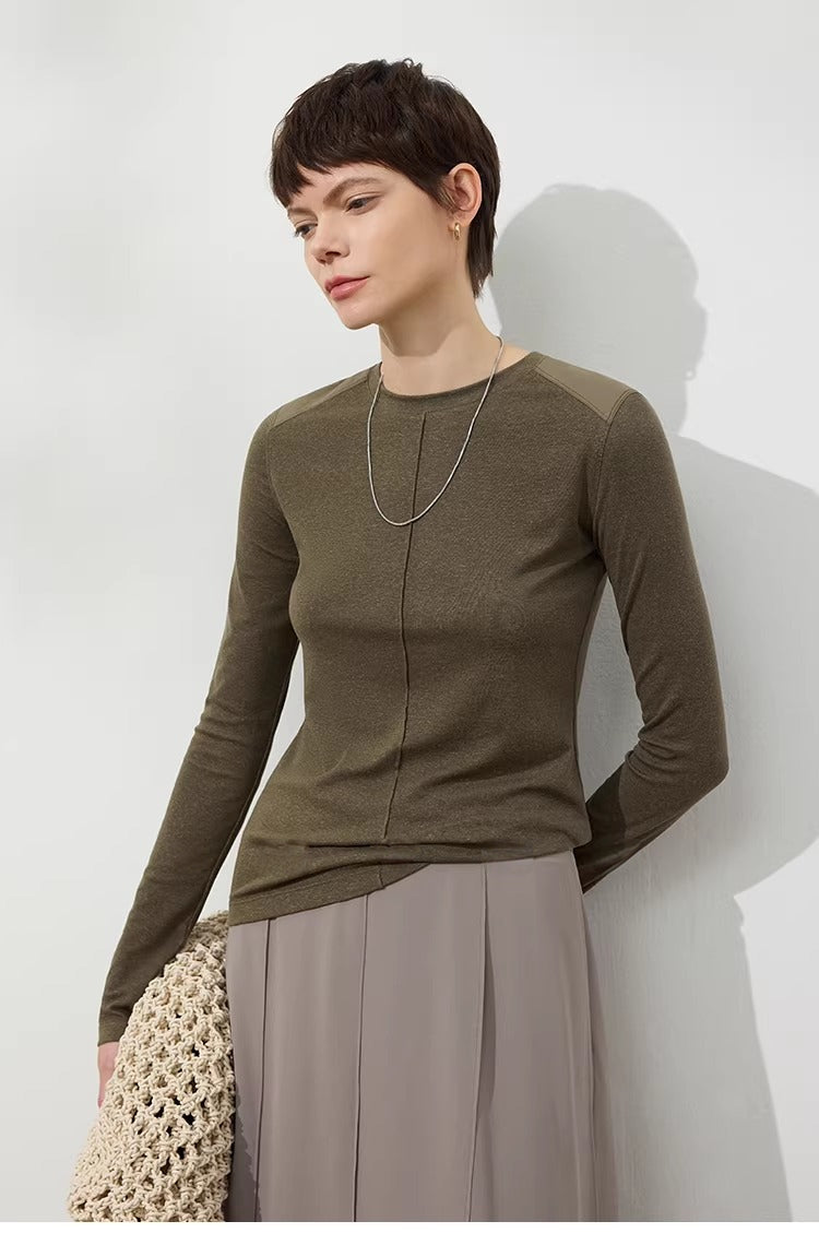 Linen Lyocell Slim Fit Long Sleeve Top_BDHL8220