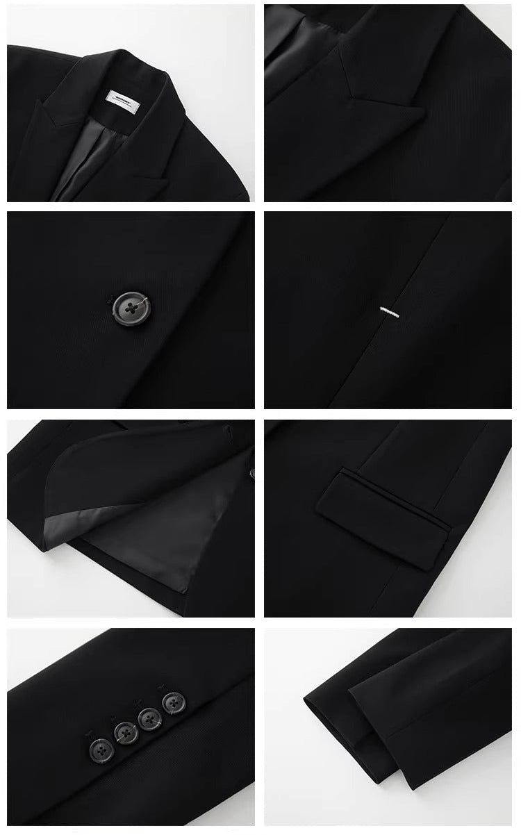 Back Knot Detail High-Slit Black Blazer_BDHL8237