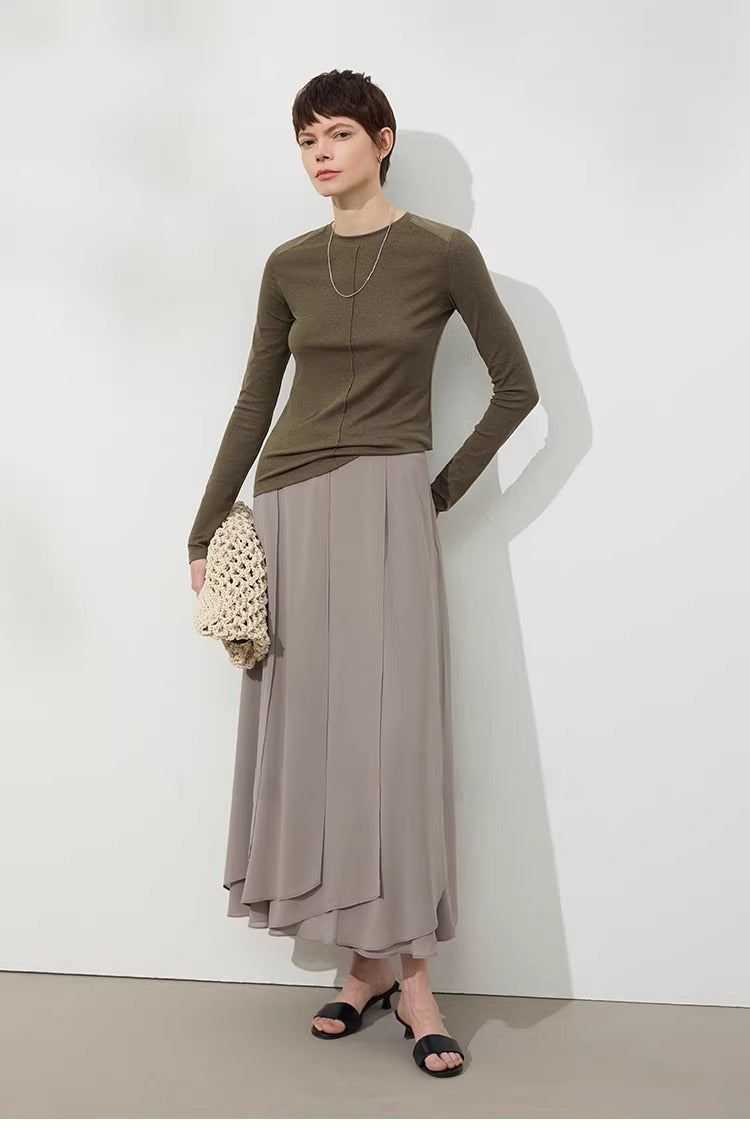 Linen Lyocell Slim Fit Long Sleeve Top_BDHL8220