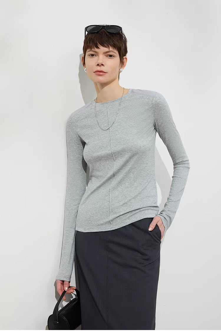 Linen Lyocell Slim Fit Long Sleeve Top_BDHL8220