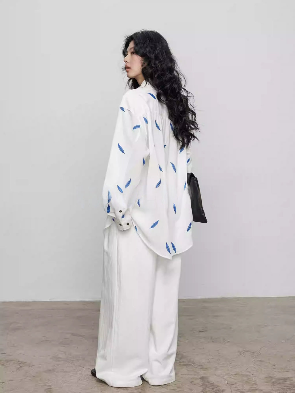 Spring Tencel Ramie Long Sleeve Embroidered Shirt_BDHL8204