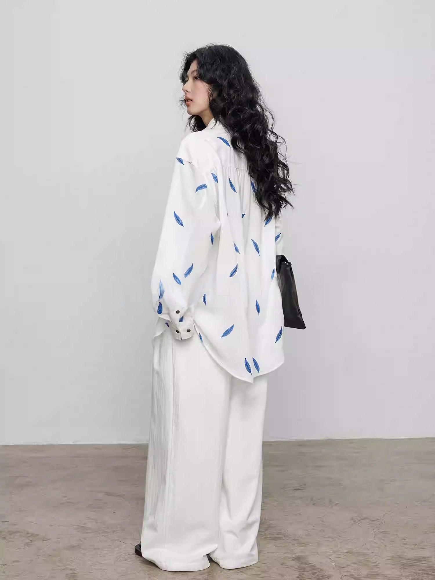 Spring Tencel Ramie Long Sleeve Embroidered Shirt_BDHL8204