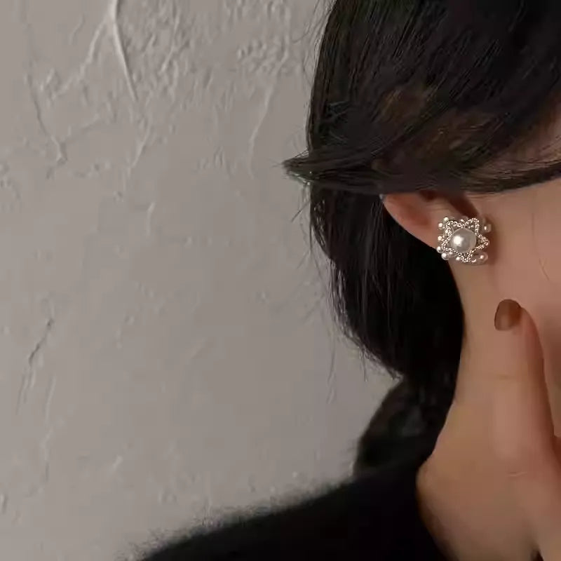 Pearl star earrings_8826