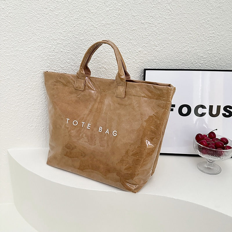 Retro Waterproof Patent Tote Bag_BDHL8200