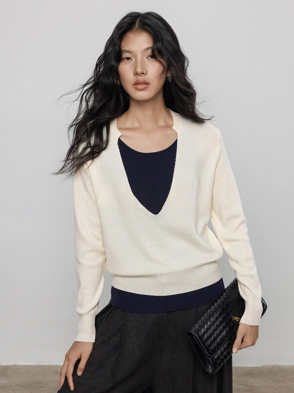 V-Neck Two-Piece Style Tops_BDHL7700