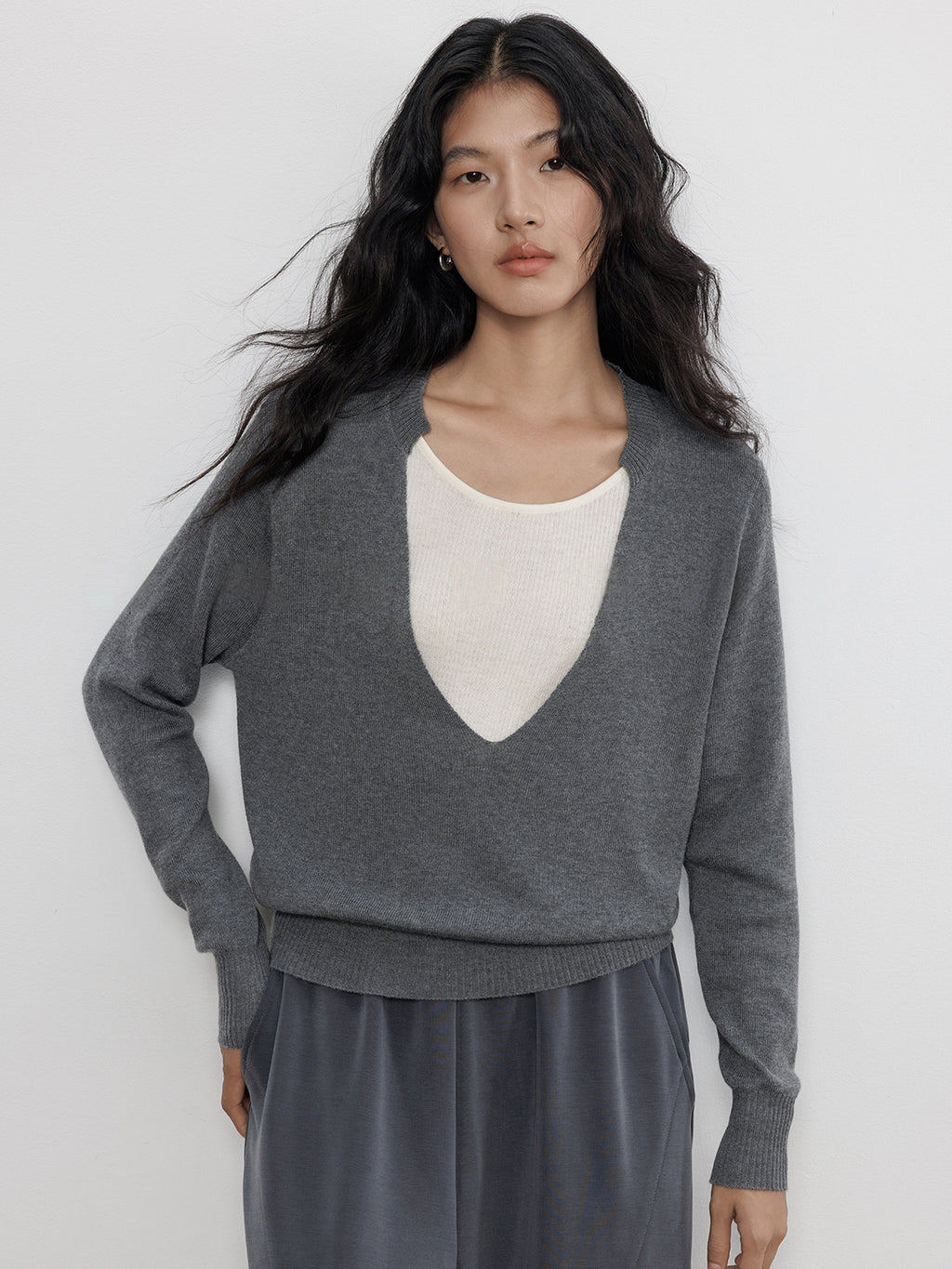 V-Neck Two-Piece Style Tops_BDHL7700