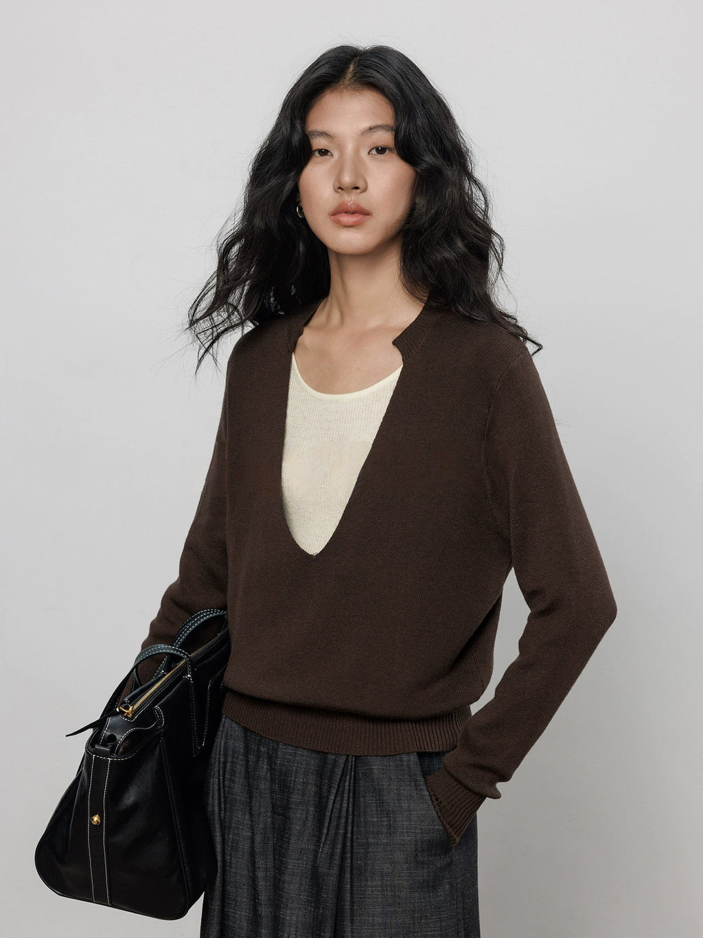 V-Neck Two-Piece Style Tops_BDHL7700