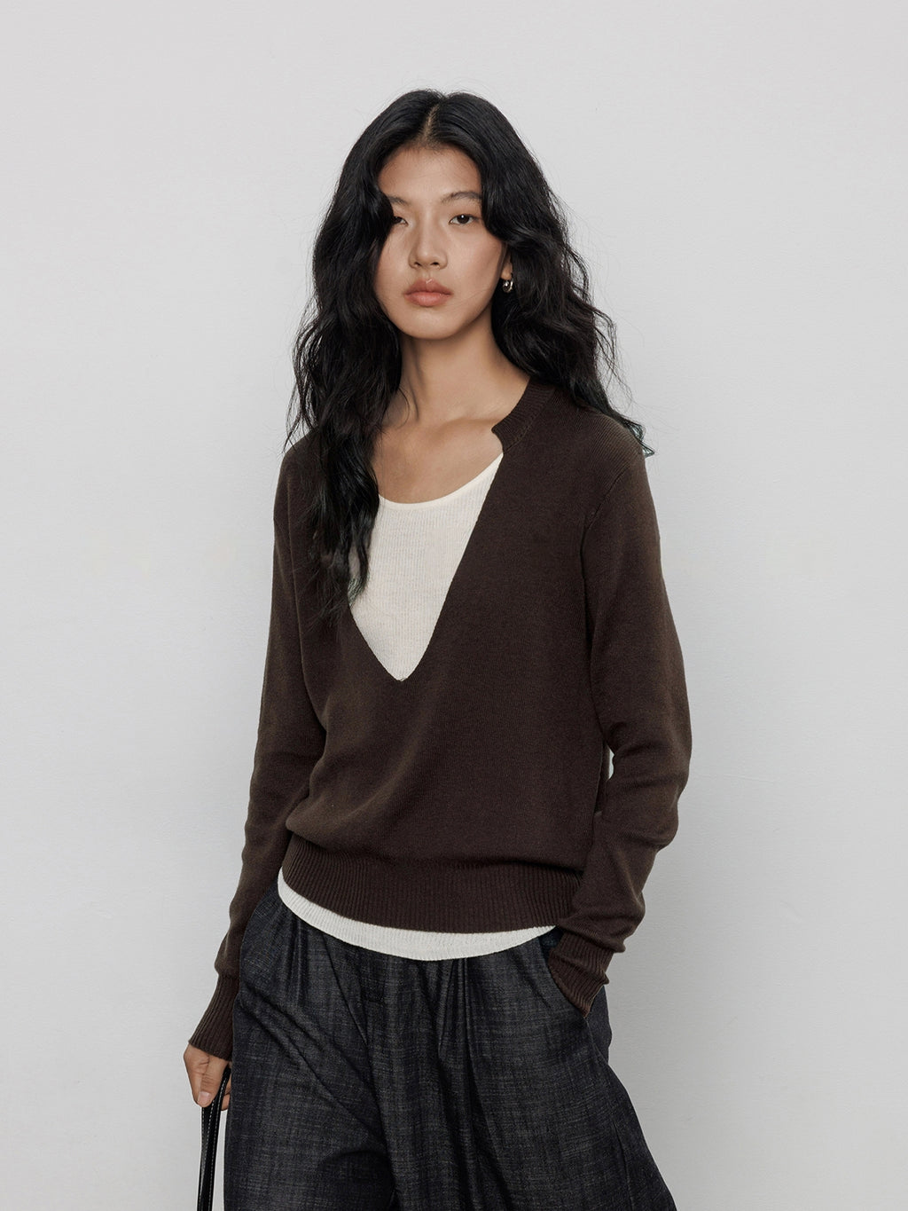 V-Neck Two-Piece Style Tops_BDHL7700