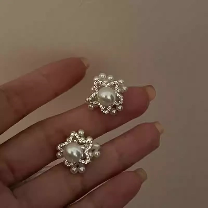 Pearl star earrings_8826