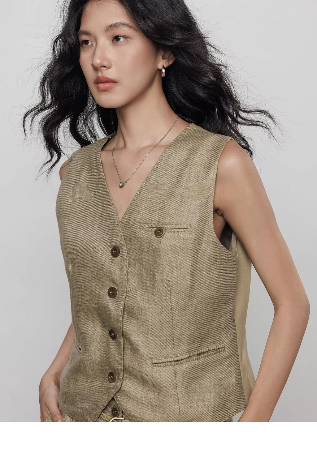 Summer Sleeveless Linen 2-Piece Vest & Pants_BDHL8201