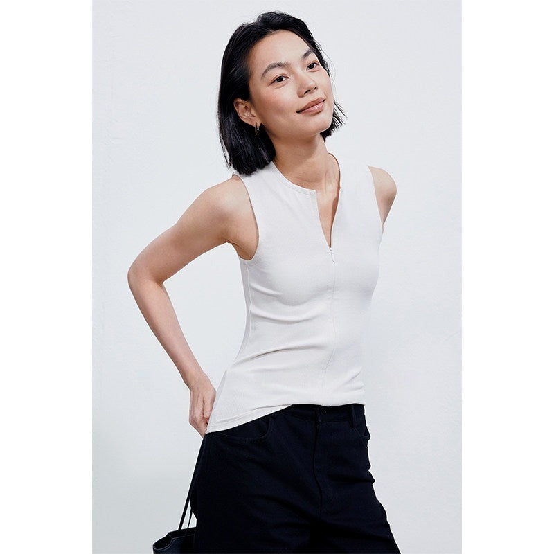 Sleeveless Zip Tank Top_BDHL8389