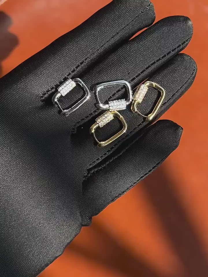 Square French Style Pierced Earrings_BDHL8014