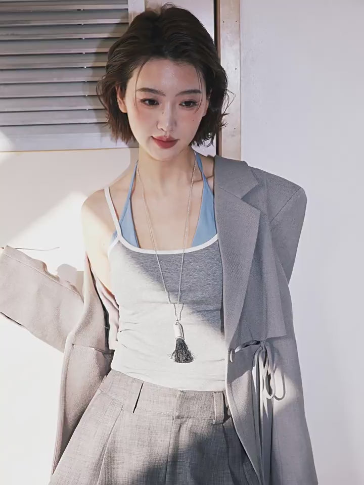 Drawstring Detail Oversized Blazer_BDHL8242