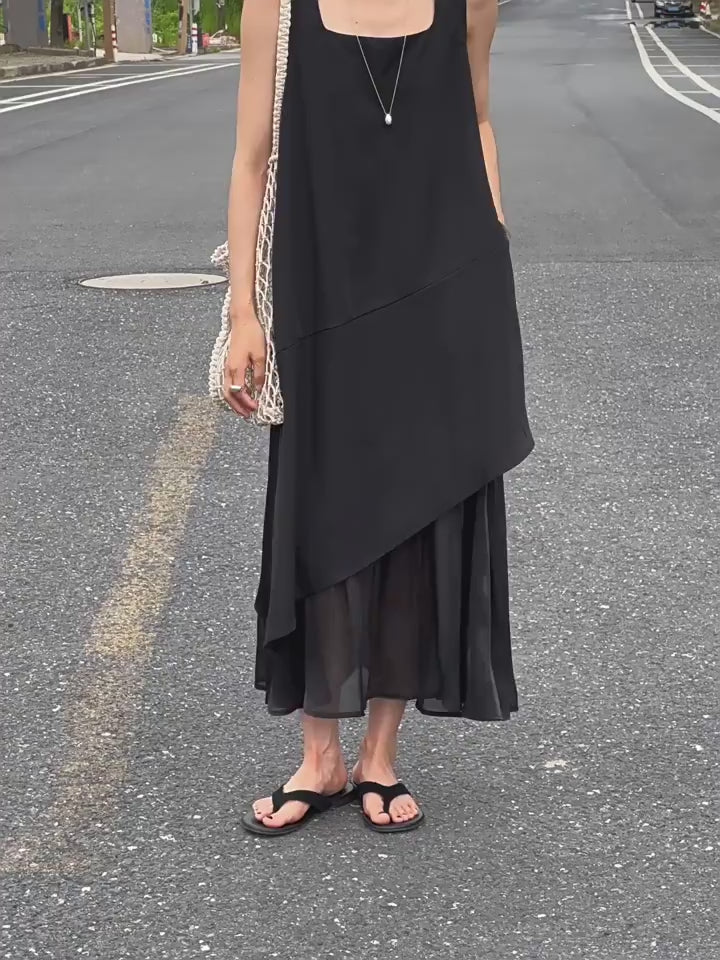 Splicing Fishtail Sleeveless Dress_BDHL7528