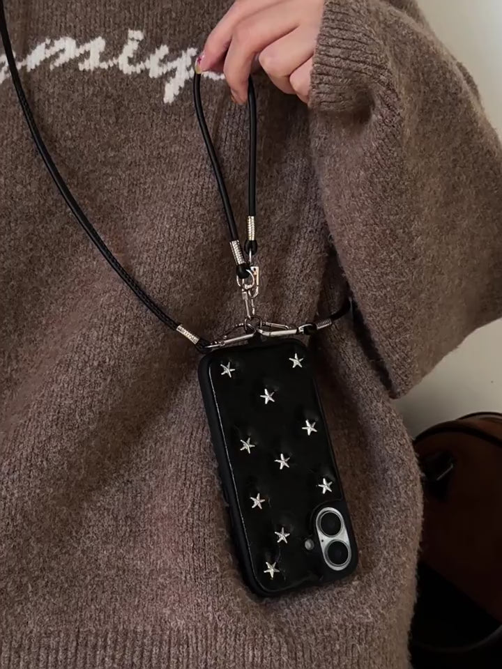 Waxed Black Leather For Iphone Case_BDHL8022