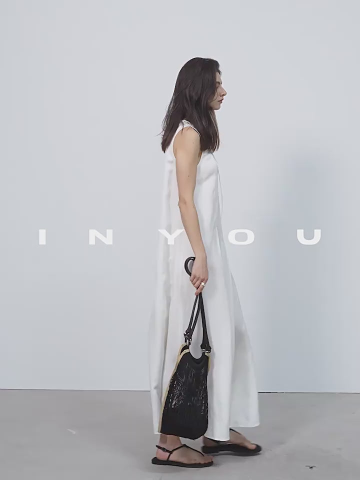 Simple Tucked Sleeveless Dress_BDHL7181