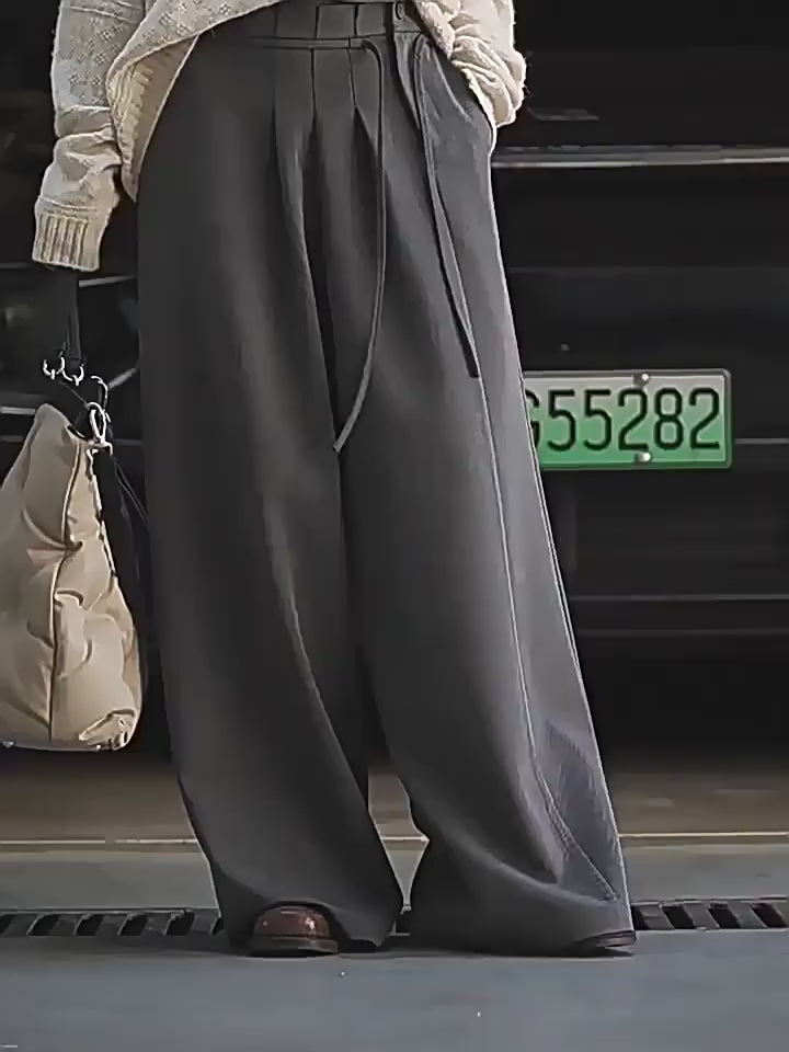 Pleated Side-Drape Pants_BDHL7773