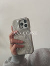 Mist Gray Snake Embossed Leather Phone Case_HL3269