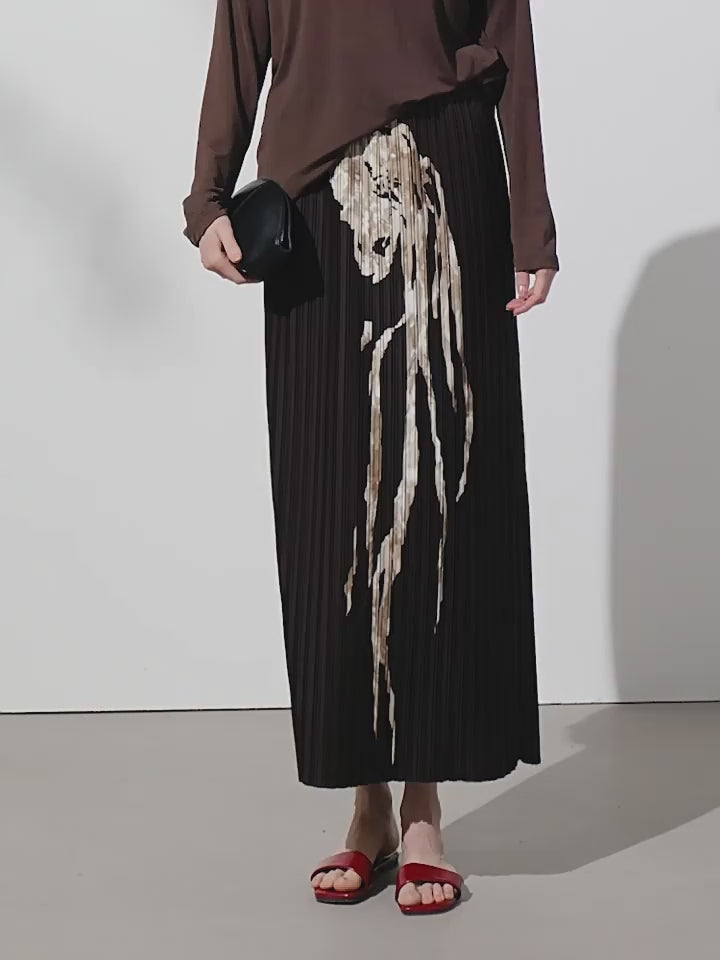 Retro Pleated Long Skirt_BDHL8142