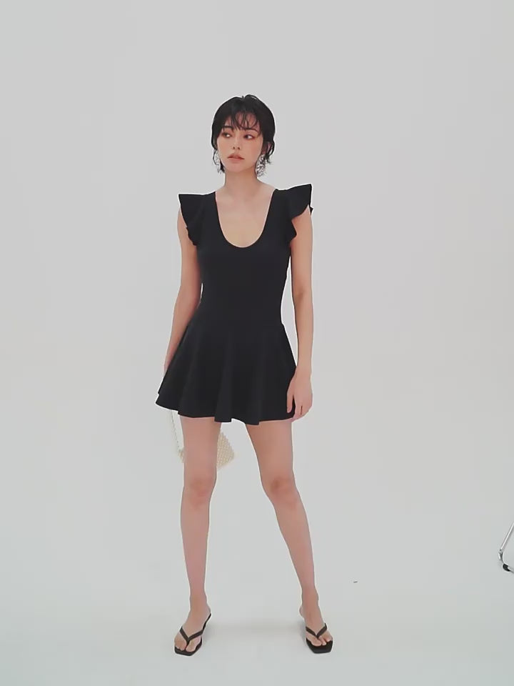 Fairy Skirt Style Conservative Backless One Piece Swimsuit_HL3238