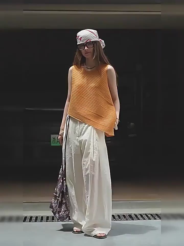 Irregular Round Neck Sleeveless Tops_BDHL7627
