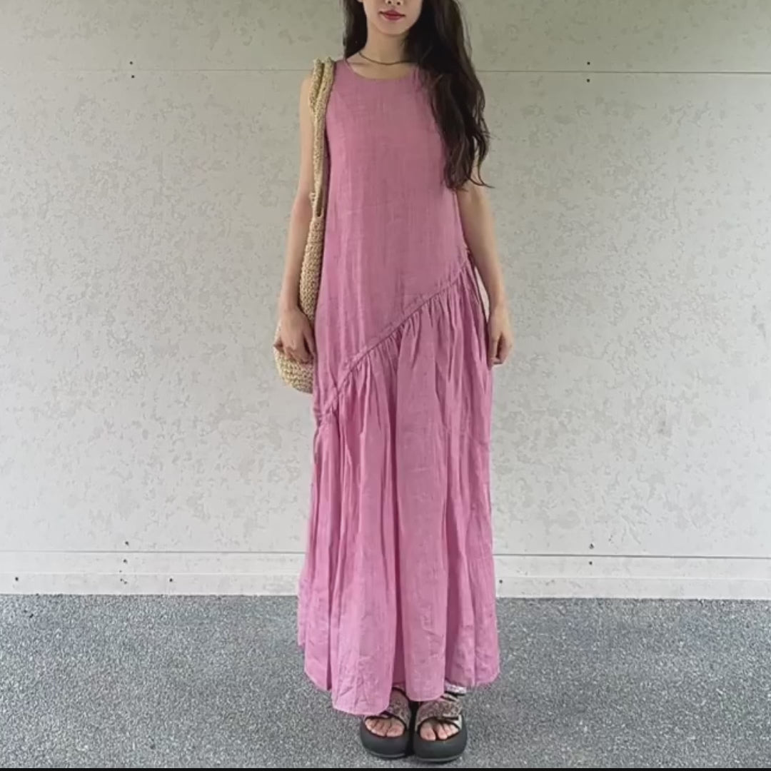 Ramie Relaxed Pink Dress_BDHL5909