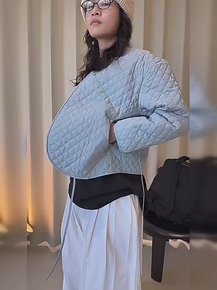 V-Neck Diamond-Stitch Jacket_BDHL8133