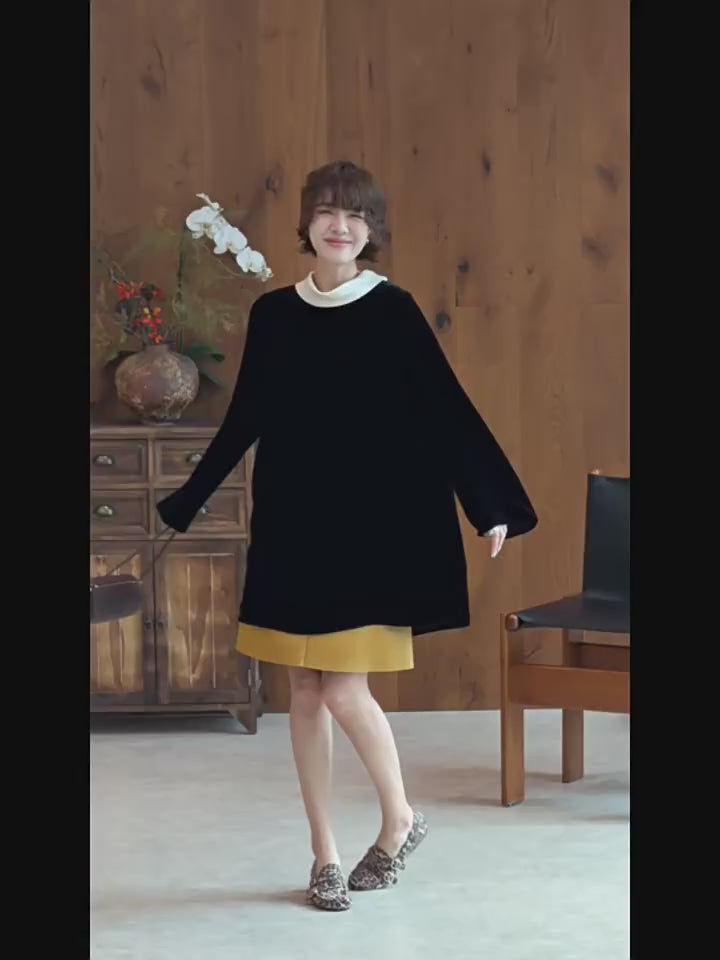 Silk Velvet Contrast Collar Top_BDHL8424