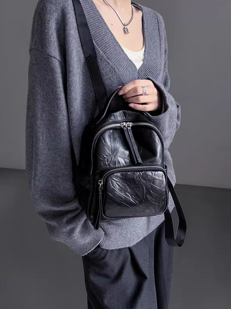 Lightweight Compact Leather Backpack_BDHL8094