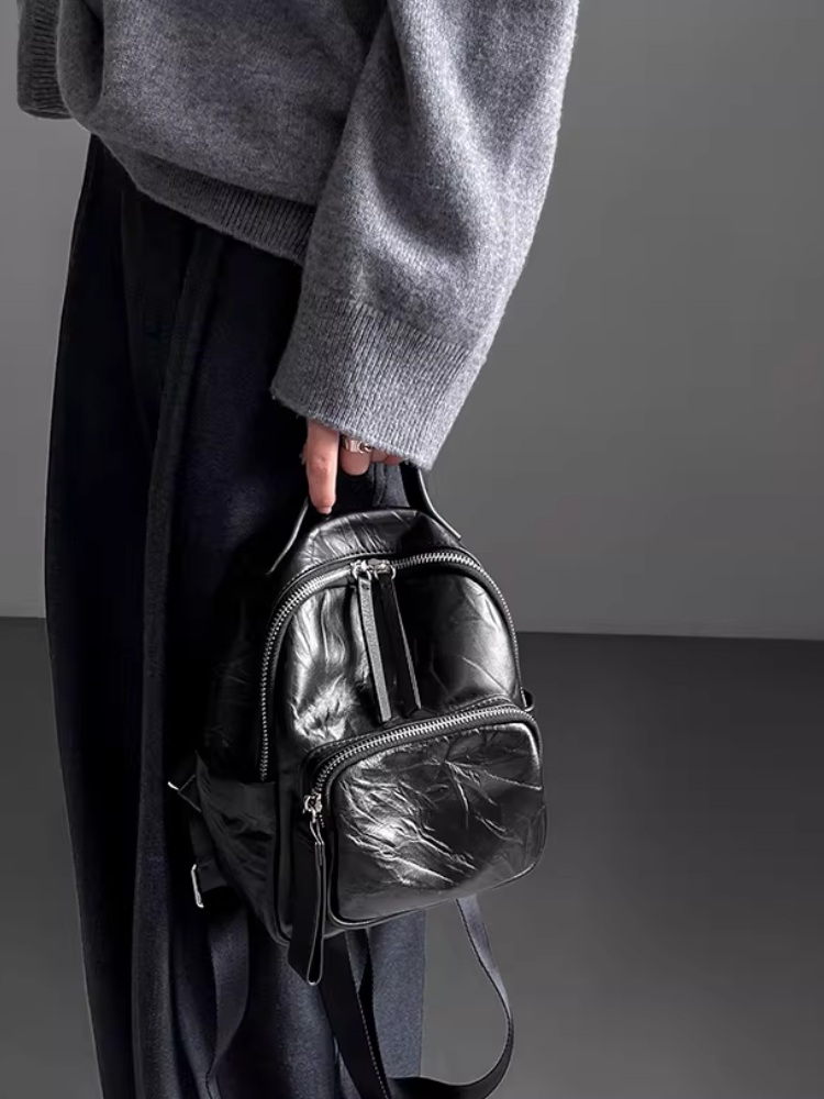 Lightweight Compact Leather Backpack_BDHL8094