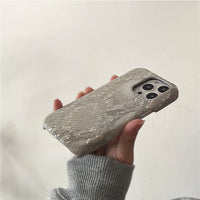 Mist Gray Snake Embossed Leather Phone Case_HL3269