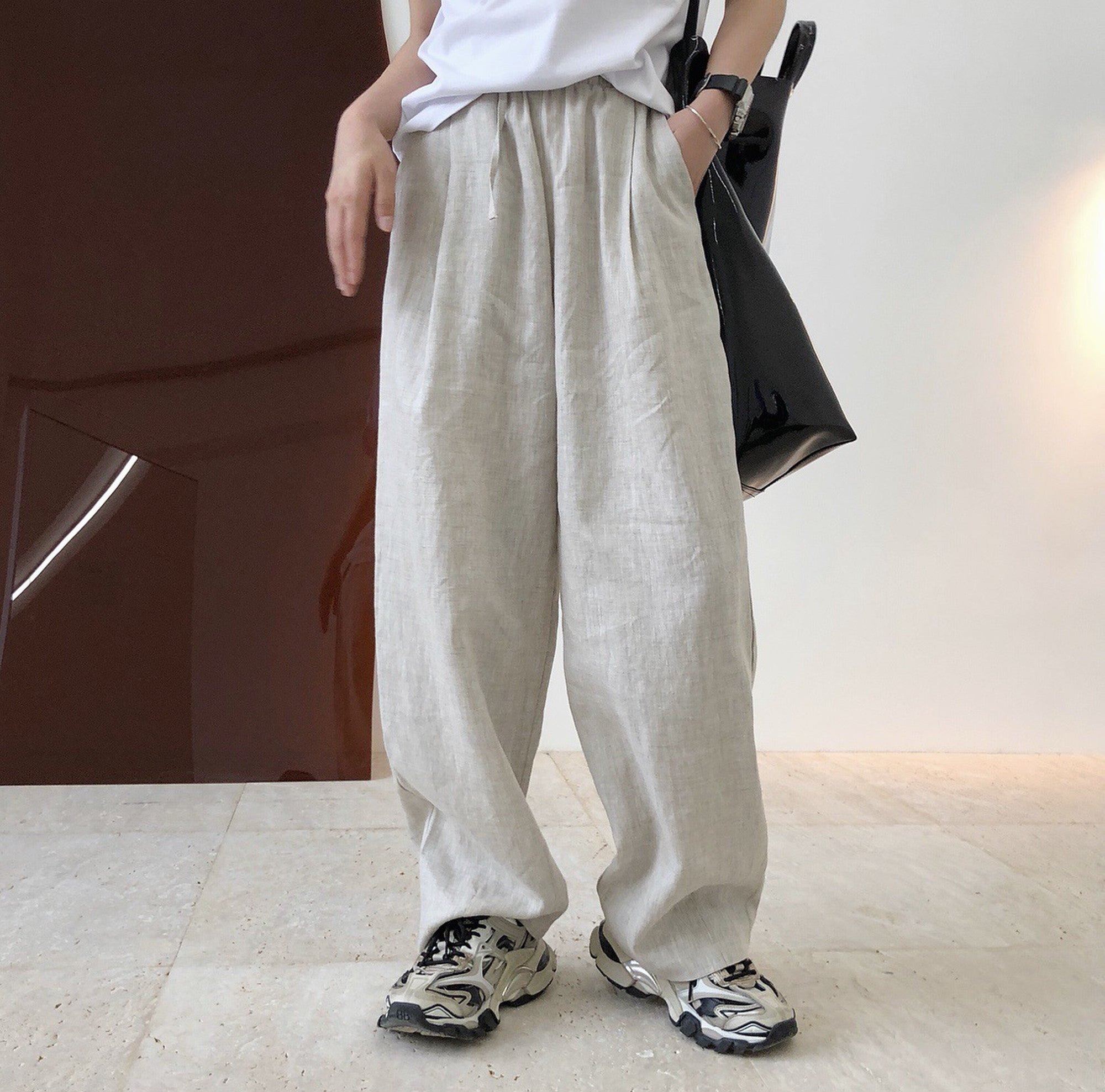 Casual linen lazy pants_5729