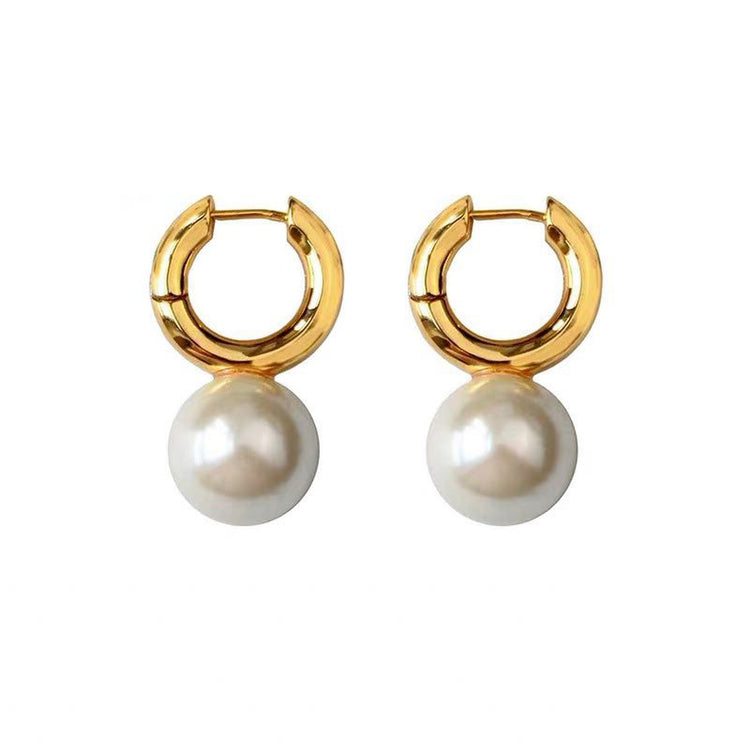 Gold ring pearl earrings 5751