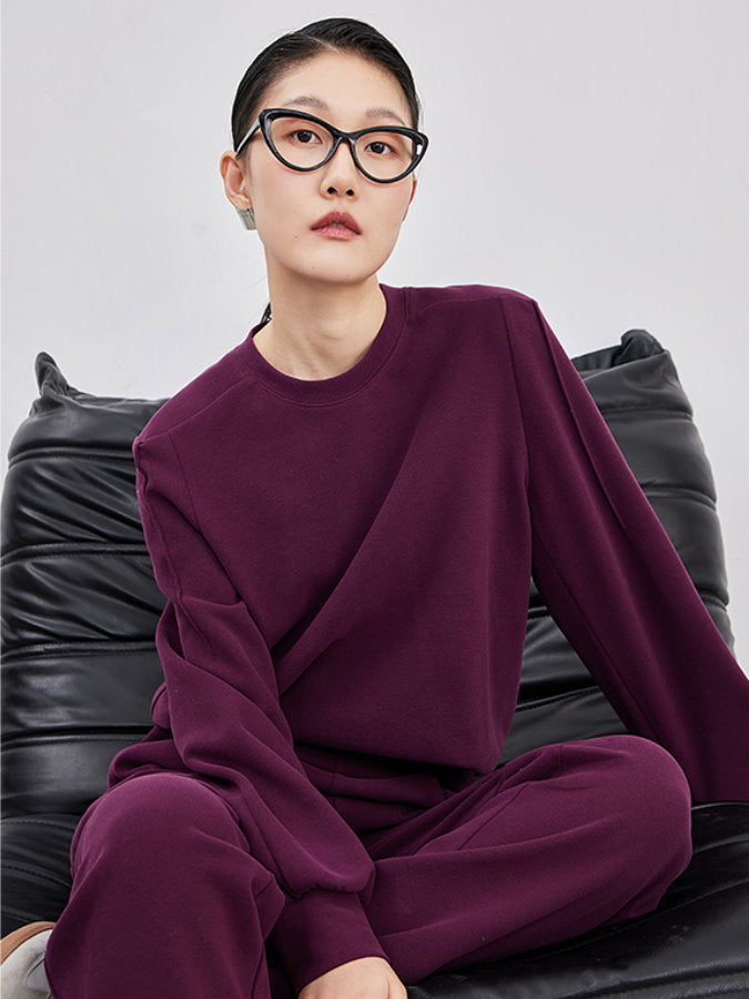 Round Neck Sweater Straight Pants Setup_BDHL4333