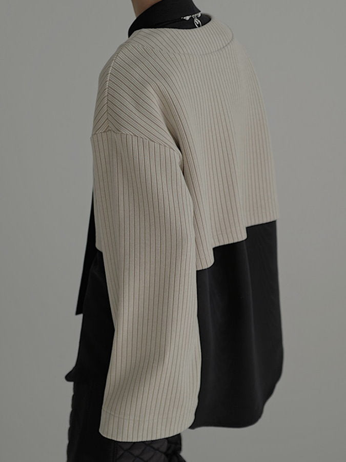 Deep V-neck cropped rib knit HL4082