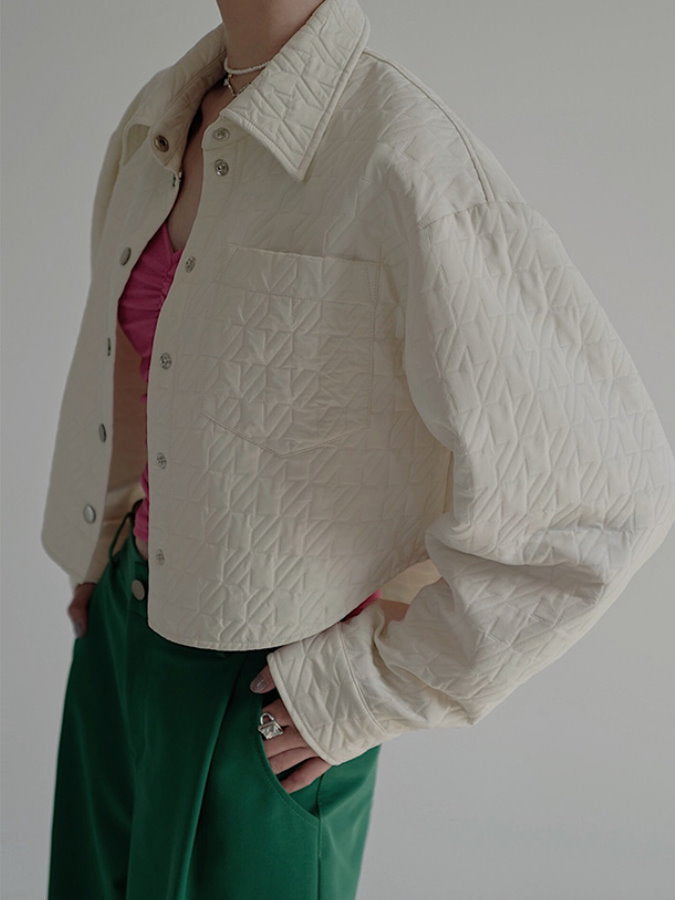Cropped quilted shirt jacket HL4079