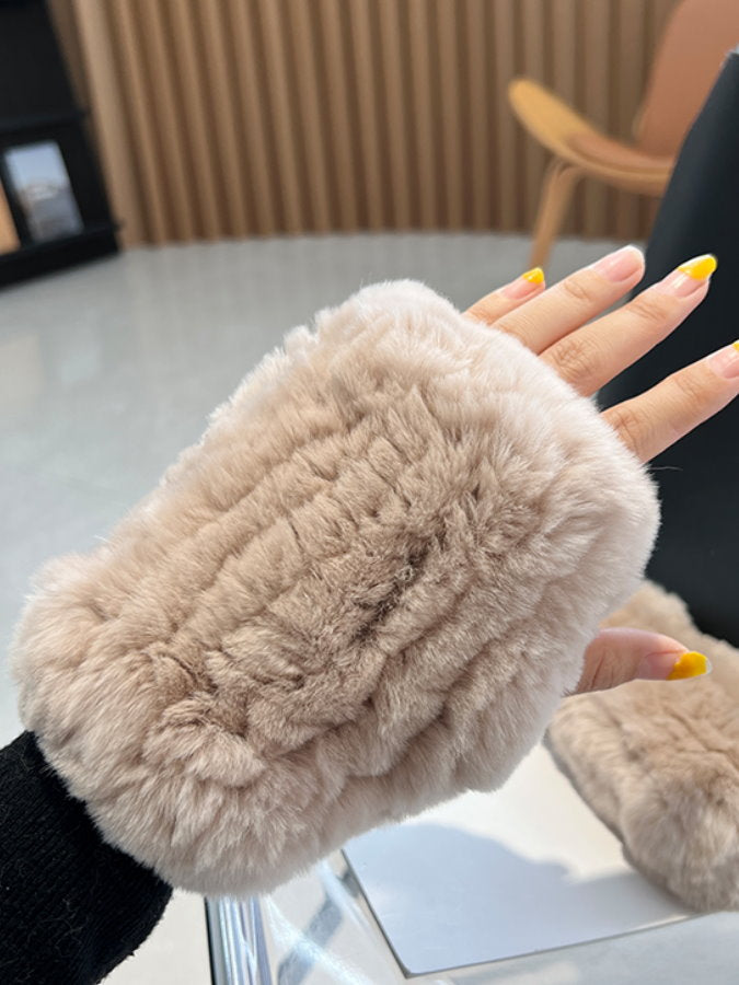 Fingerless Fur Gloves HL4062