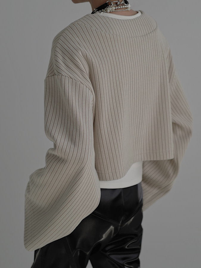 Deep V-neck cropped rib knit HL4082