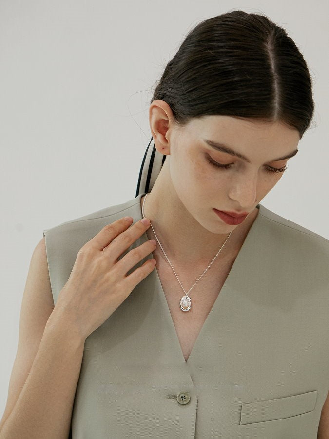 Bean Pendant Pearl Necklace_HL4303