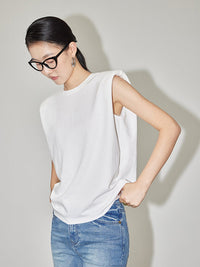 Power Shoulder Sleeveless Shirts_BDHL4371