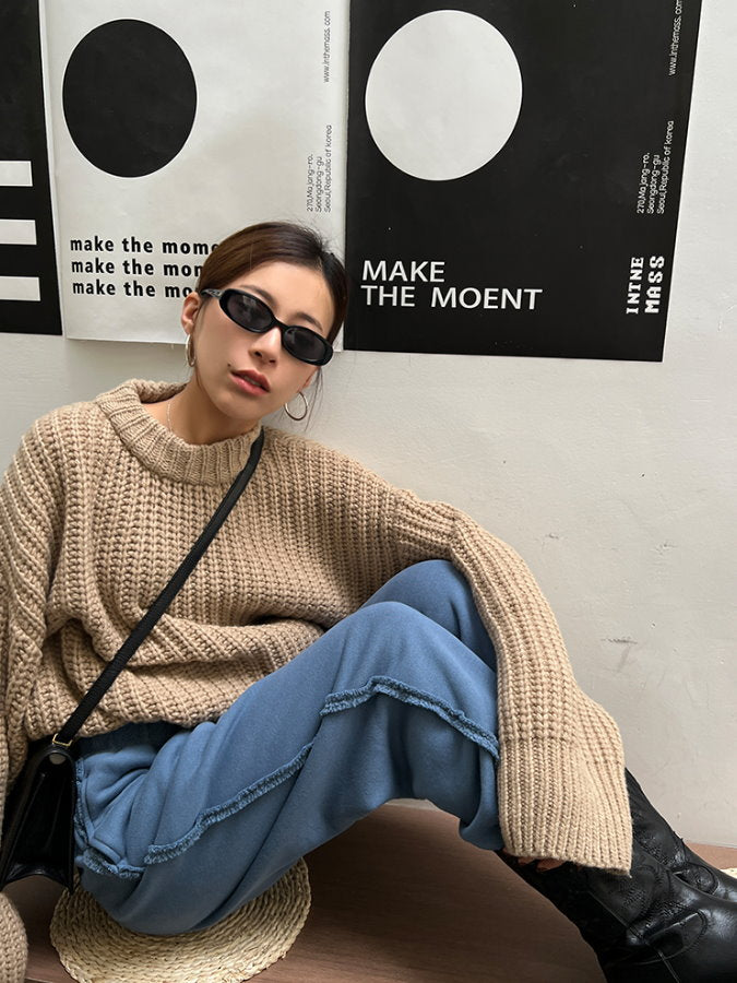 Round Neck Low Gauge Sweater HL4065