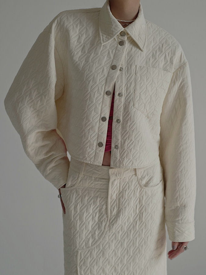 Cropped quilted shirt jacket HL4079