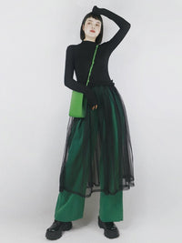 soft single-layer see-through gauze skirt_BDHL4309