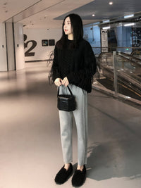 Brushed Back Ankle Pants_HL4114